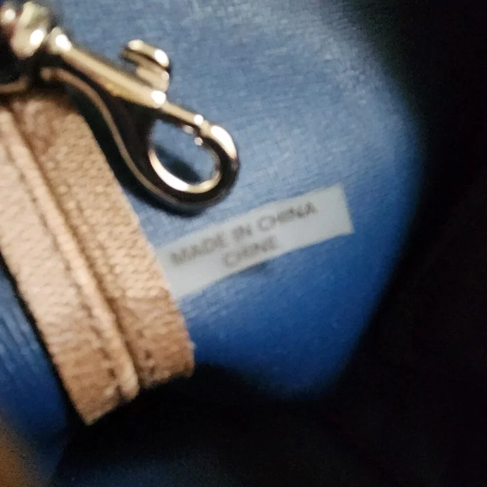 Coach Tan Signature Canvas Tote with Blue Trim - Picture 11 of 11